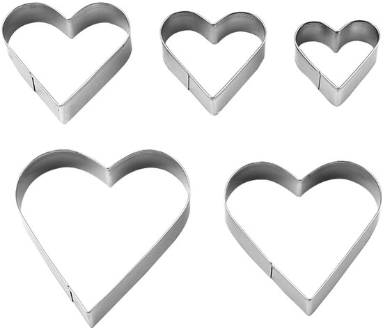 Herzförmiges Backform-set – 5-teilig – Edelstahl – Kreatives Design