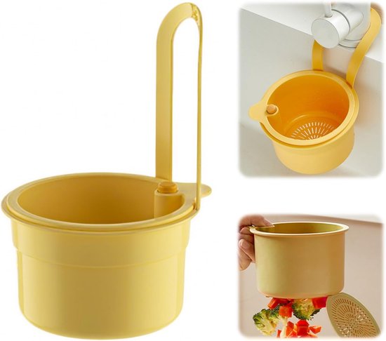 Spülbeckensieb, Abflusssieb, Aufsteckbares Spülbeckensieb, Wasserhahnhalterung, Abnehmbares Silikon-spülbeckensieb, Zum Reinigen/organisieren Der Küche (gelb)