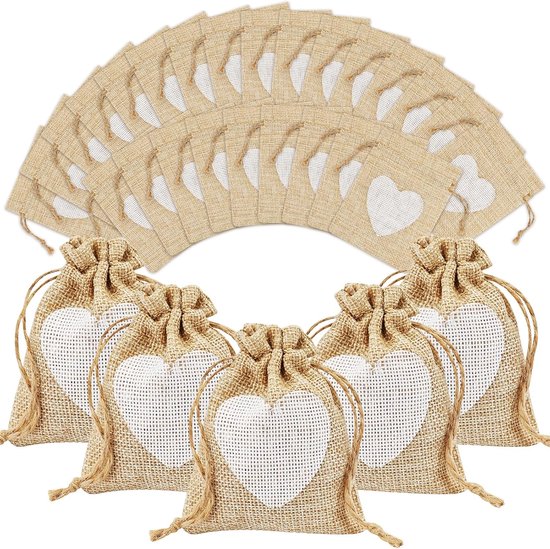 Jutebeutel, 30 Stück, 8 X 10 Cm, Kleine Herzförmige Jutebeutel Mit Kordelzug, Mini-jutebeutel, Schmuckbeutel, Bastelbedarf, Hochzeiten, Partys Und Weihnachten