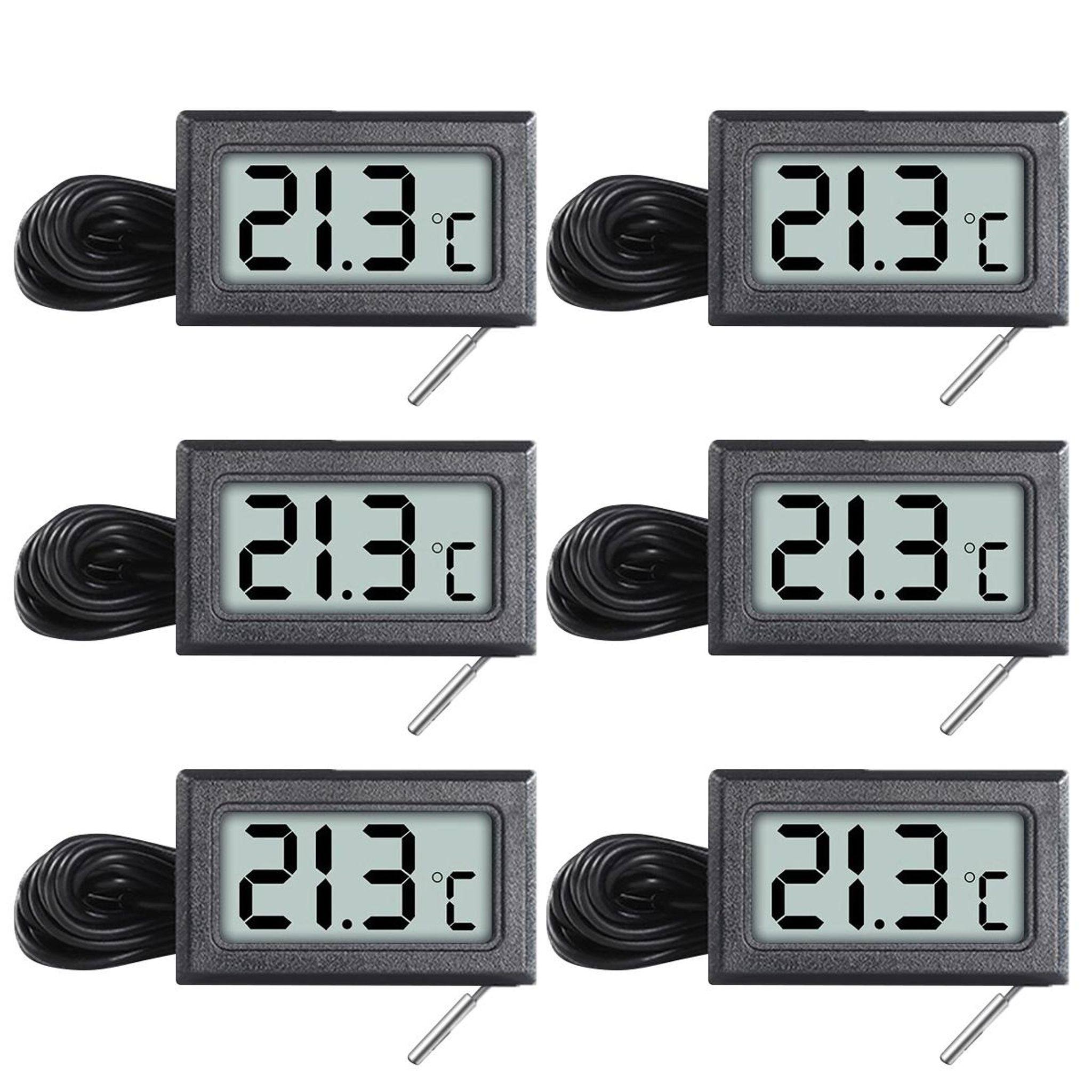 6er-pack Mini-lcd-digital-temperaturmonitore Mit Sonden (-50 °c Bis +110 °c)