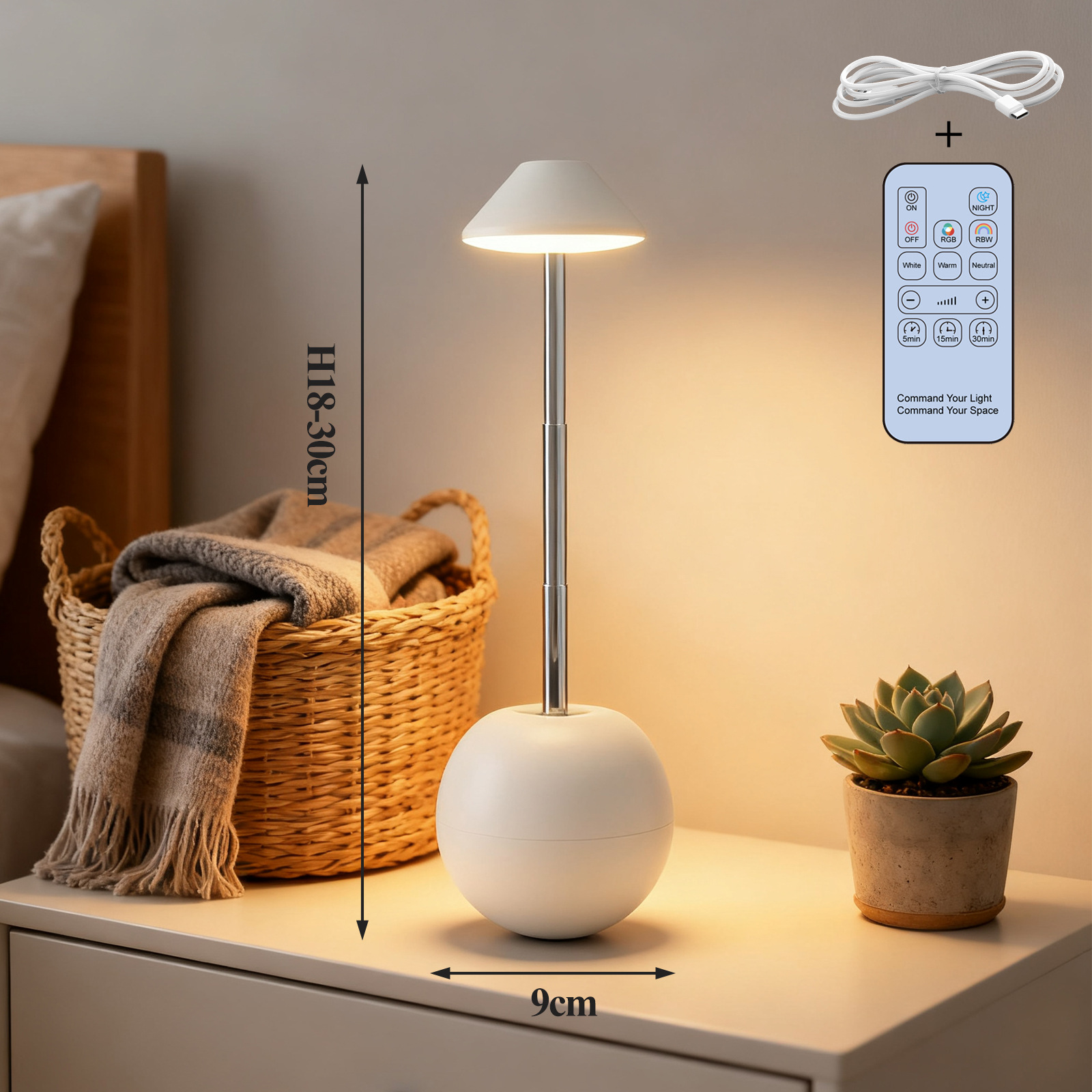 Led-nachtlicht (wiederaufladbar) – Kreative Tischleuchte – Fernbedienung Für Den Schreibtisch – Stimmungsbeleuchtung Am Bett