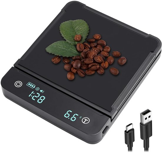 Wiederaufladbare Digitale Kaffeewaage (0,3 G–3 Kg) Mit Timer Und Led-anzeige