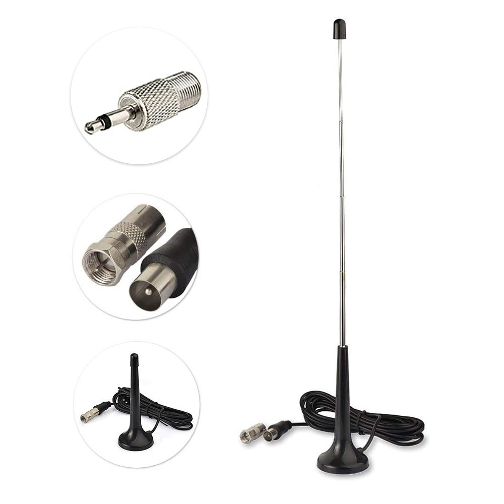 Teleskop-radioantenne – Inklusive 3 Adaptern Und 1,5 M Verlängerungskabel – Digitalradioantenne – Schwarz