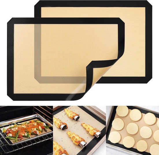 Wiederverwendbare Backmatten Aus Lebensmittelechtem Silikon (30 X 20 Cm) – Antihaft-backblechunterlagen Für Ofengebackenes Brot Und Macarons (schwarz)