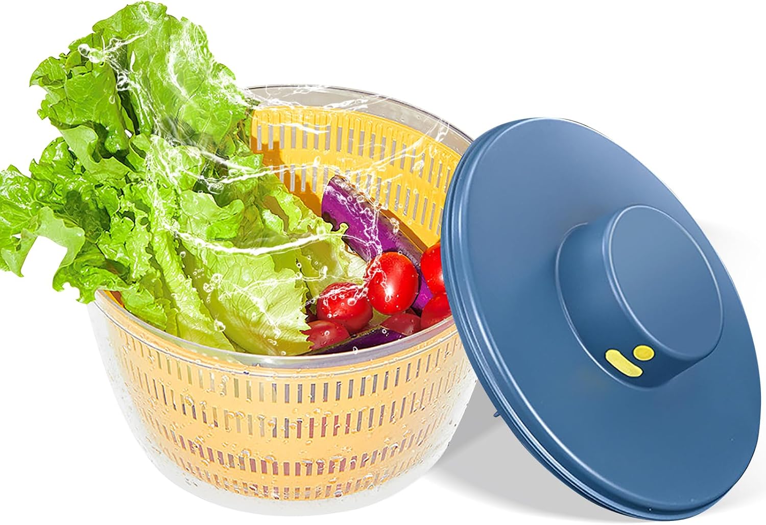 Elektrische Salatschleuder, 4l Großes Fassungsvermögen, Usb-aufladbare Obst- Und Gemüsewaschmaschine Und -trockner Für Die Küche (blau)