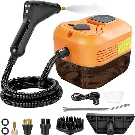 Dampfreiniger, Handgerät, 4,5 Bar, 2500 W, Multifunktional, 6 Geschwindigkeitsstufen, 1,2-liter-tank, Orange