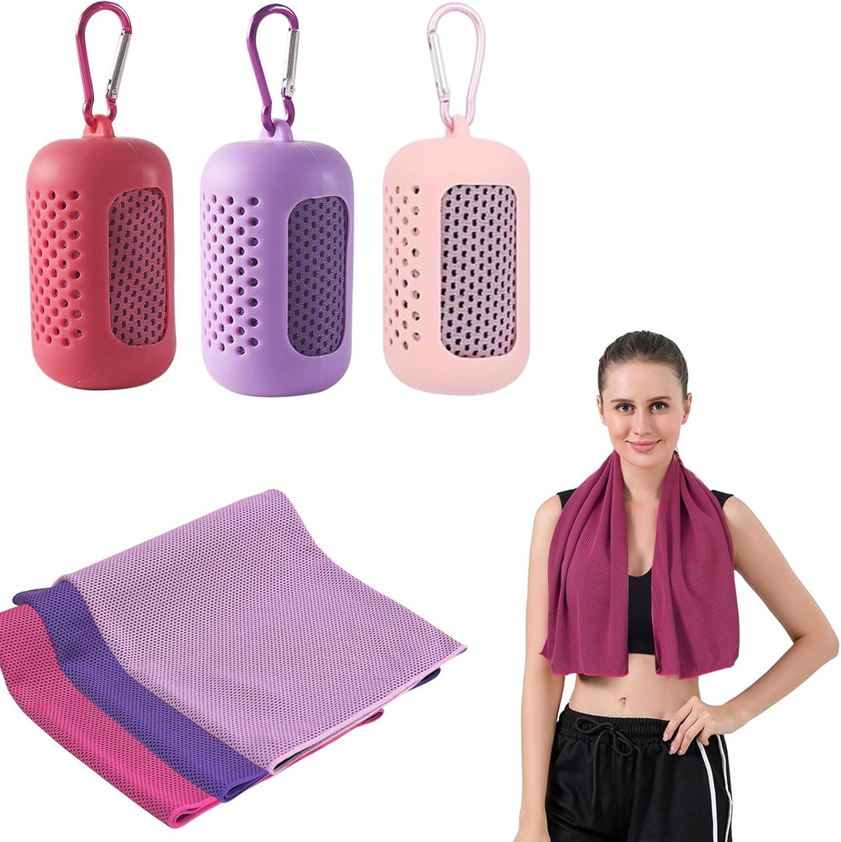 Schnelltrocknende Sporthandtücher, 3er-pack, Rot, Rosa, Lila, 90 Cm, Für Outdoor-aktivitäten Und Sport (30 X 90 Cm). Erhältlich In Rot Und Rosa.