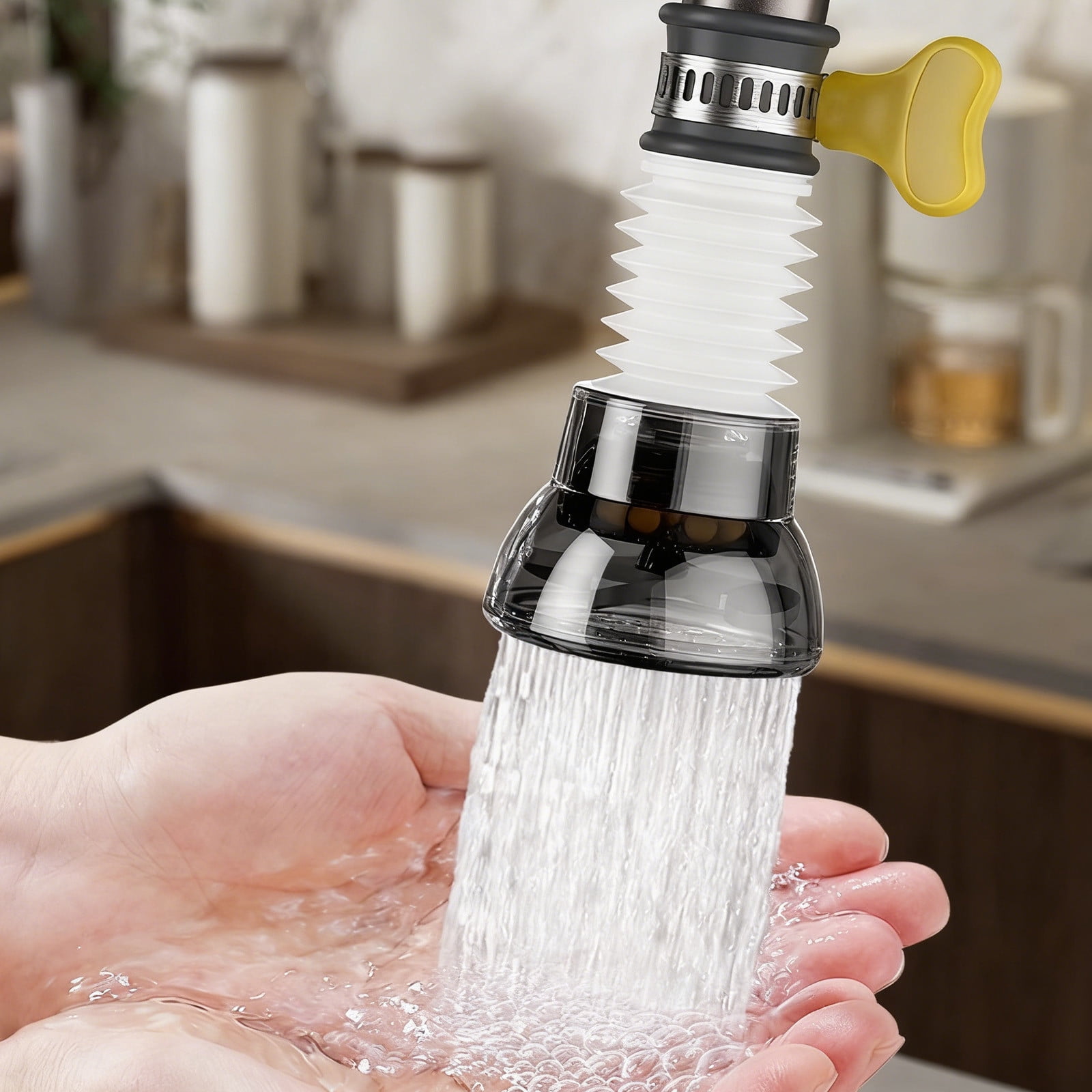 Wasserhahnfilter, Haushaltswasserreiniger Mit Duschabweiser, Spülbeckenverlängerung, 360° Drehbarer Multimodus.
