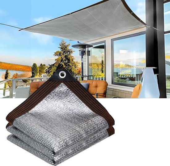 Reflektierendes Aluminium-sonnenschutznetz 2 X 5 M 99 % Schattierung & Extrem Hitzebeständig Uv-schutznetz Mit Ösen Sonnenschutzgewebe Für Gewächshaus, Terrasse, Auto