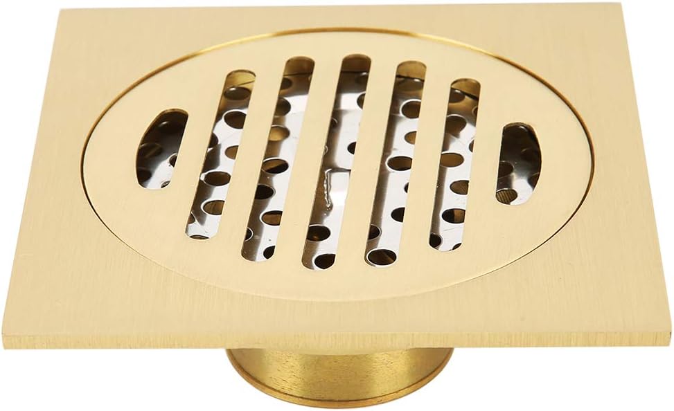 Vergoldeter Duschablauf Aus Messing Mit Abnehmbarem Gitter Und Integriertem Siphon, Modernes Design, Geschikt Voor Bathroom Shower And Renovation, 10x10cm.