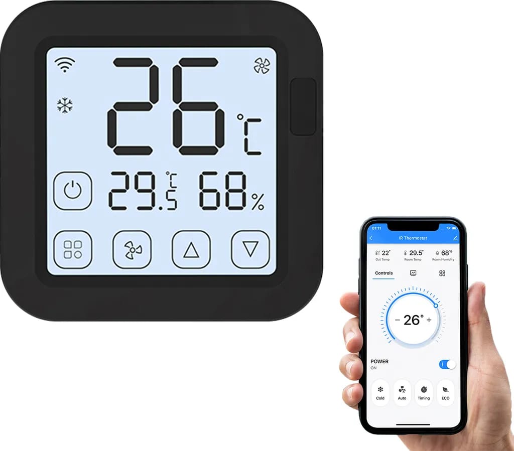 Tuya Smart Wifi Infrarot-klimaanlagenregler/thermostat Mit Lcd-display, App-steuerung, Temperatur- Und Feuchtigkeitssensor Und Überwachungsfunktion
