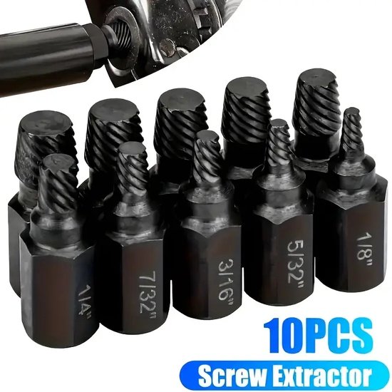 Schraubenausdreher – 10-teiliges Set – Schwarz – Ausdreher Für Beschädigte Schrauben Und Bolzen – Verschiedene Größen – Batterielos