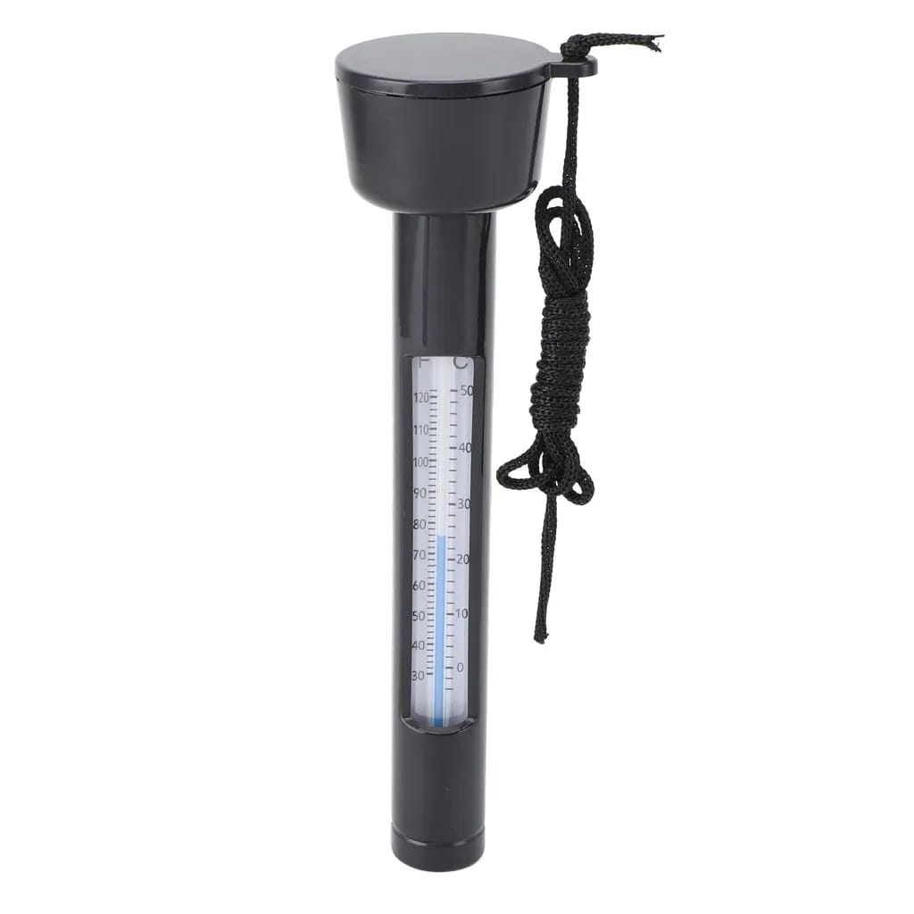 Schwimmendes Poolthermometer Mit Kabel – Geeignet Für Pools, Whirlpools Und Teiche, Schwarz.