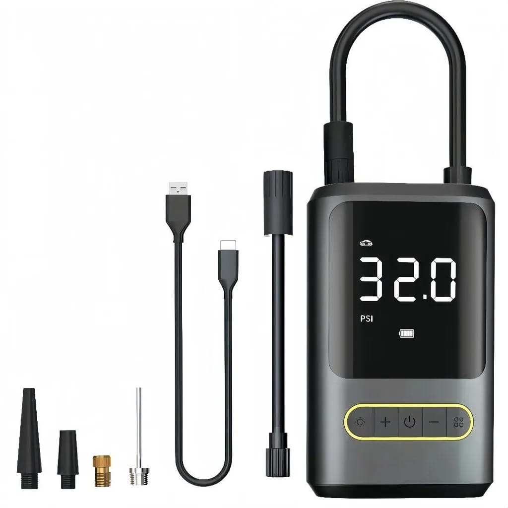 Mini-tragbare Elektrische Luftpumpe (150 Psi, 4000 Mah) - Mini-kompressor Mit Led-licht Und Usb-ladefunktion Für Autos Und Sportbälle