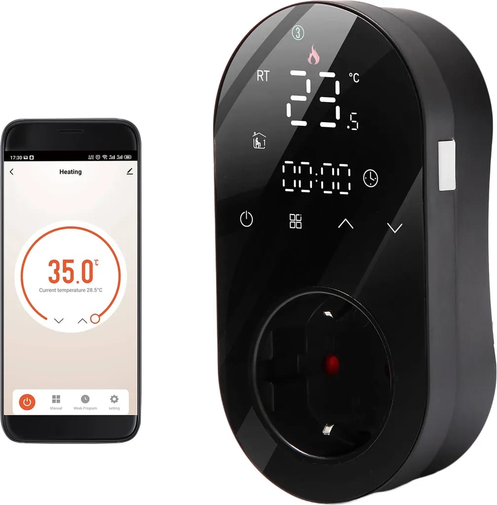 Digitales Wlan-thermostat (16 A) Mit Tuya-app-steuerung, 5+1+1-zeitplan (6 Perioden), Heiz-/kühlfunktion Und Led-anzeige