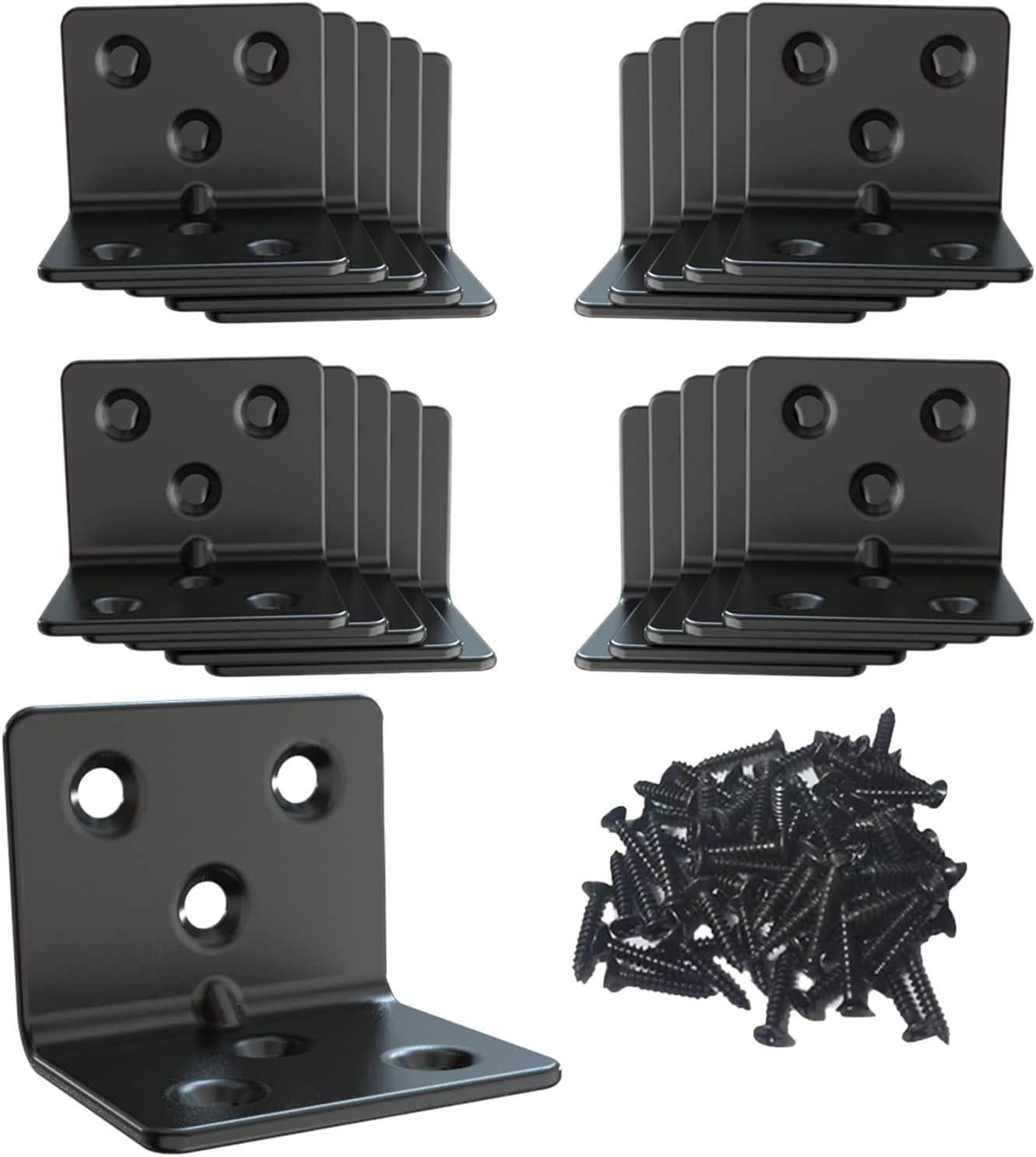 20 Stück, Schwarze Edelstahl-regalträger, Gelenkwinkel, L-förmige, Robuste Metall-eckwinkel