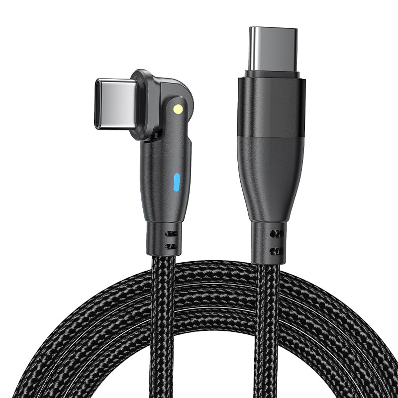 60-w-schnellladekabel Mit Led-anzeige, Qc 3.0, 180° Drehbar, Usb-c, 2 M, Schwarz
