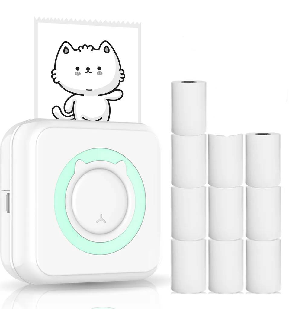 Multifunktionaler Mini-thermodrucker, Bluetooth-smartphone-fotodrucker, Drahtloser Sofortbilddrucker, 11 Rollen Thermopapier, Kompatibel Mit Ios Und Android.