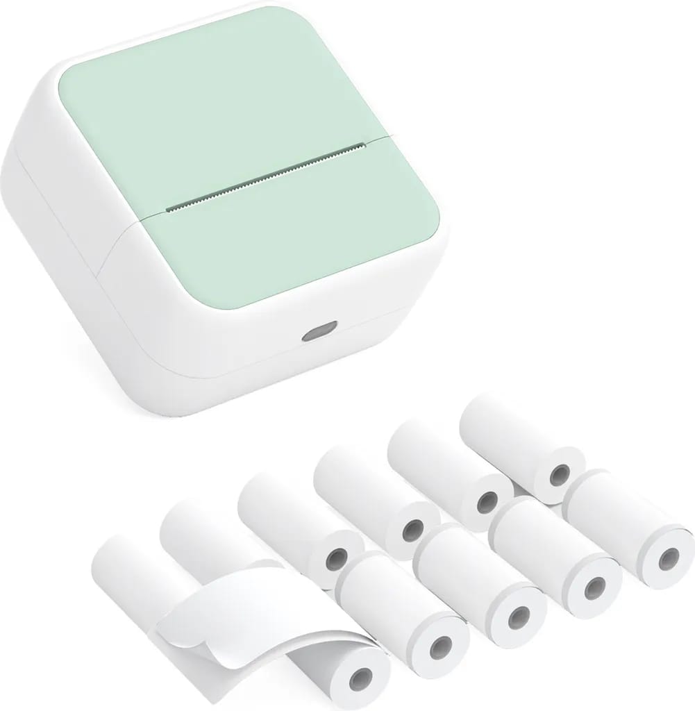 Mini-smartphone-fotodrucker, Bluetooth-sofortdrucker, Inklusive 5 Rollen Thermopapier + 5 Blatt Selbstklebendes Papier (57x26 Mm)