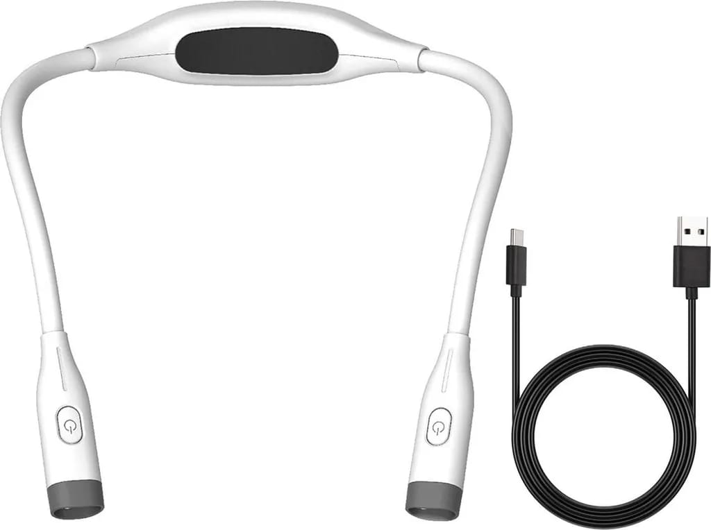 Wiederaufladbare Led-nackenleuchte, Leselampe Mit Flexiblem Silikon-lampenarm Und Augenschonendem Licht.