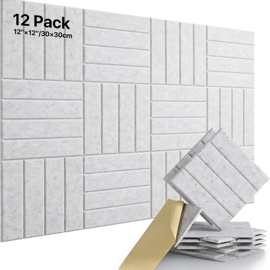 12 Stück – 30 × 30 × 0,9 Cm – Schalldämmende Filzplatten – Selbstklebende Wandaufkleber – Unterrichtstafeln – Für Präsentationstafeln