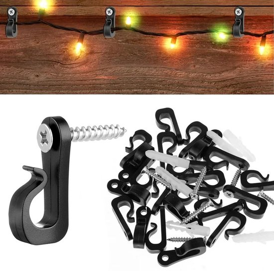 30x Lichterclips Mit Schraubbefestigung, Lichterhaken, Lichterkettenclips, Lampenhaken Für Den Außenbereich, Schraubhaken Für Den Außenbereich, Schraubhaken Zum Aufhängen