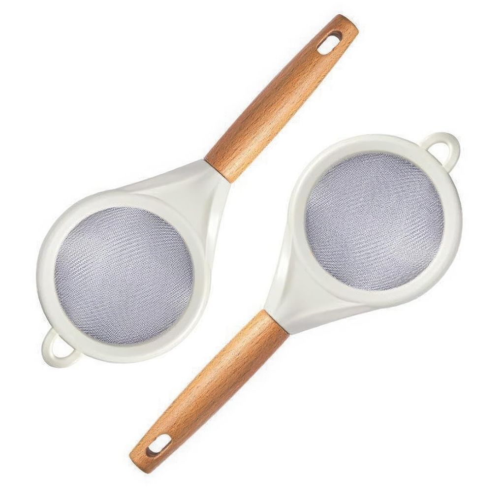 Zwei Feine Edelstahlsiebe Mit Griffen, Küchensiebset, Geeignet Für Mehl, Teeblätter, Reis Und Zucker, Zum Aufhängen, 25 Cm.