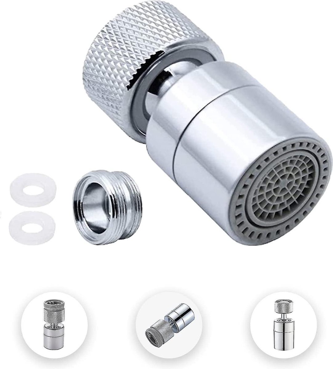 Drehbarer Strahlregler – Universelles Armaturenzubehör – Zwei Strahlarten – Rutschfester Strahlregler – 360° Drehbarer Strahlregler – Geeignet Für Badezimmer – 22 Mm