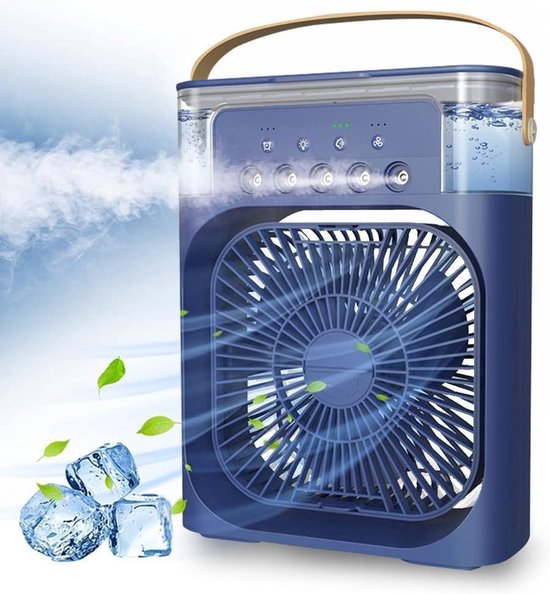Tragbarer Klimaventilator, Usb-betrieben, Luftbefeuchter, 7 Led-leuchten, Kompakt, 3 Geschwindigkeitsstufen, Extrem Leise, Für Zuhause, Reisen Und Büro