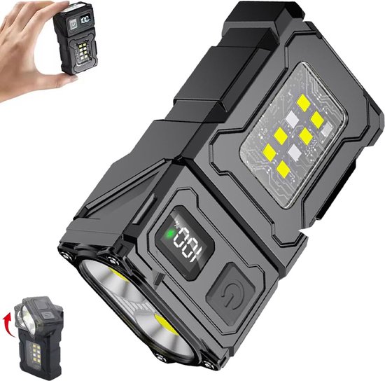 Taschenlampe – Mini-led-taschenlampe – Wiederaufladbar – Notbeleuchtung – Mit Clip – 180° Drehbar – Ip45 Wasserdicht – Tragbar
