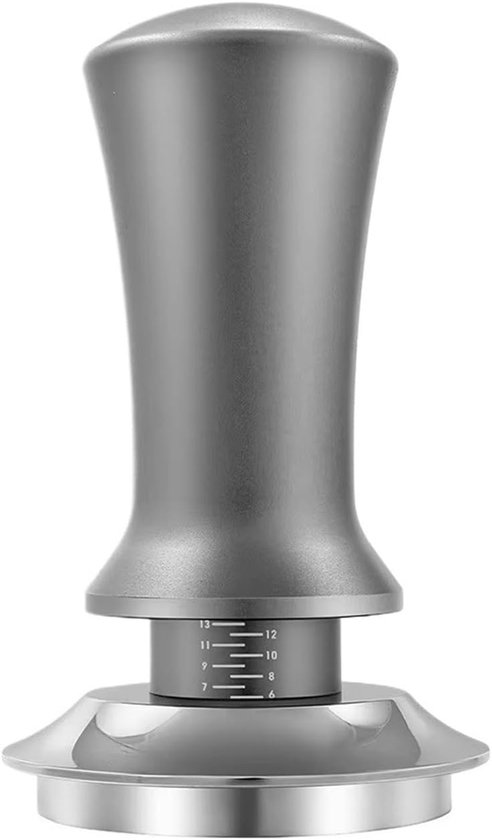 Kaffeetamper Mit Flachem Boden, Selbstnivellierend, Konstanter Druck, Für Espresso Zum Mahlen Von Kaffeepulver (51 Mm, Flach Grau)