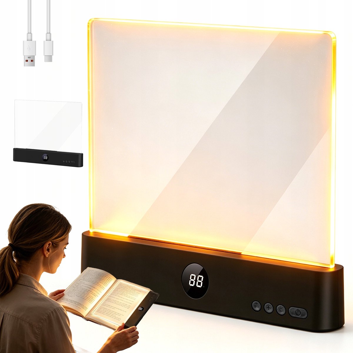 Farben, Stufenlos Dimmbar – Leselampe – Lesezeichenlampe – Buchlampe – Wiederaufladbare Led-leselampe – Timer (1–99 Min.)