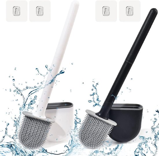 2er-pack Toilettenbürsten – Premium-toilettenbürsten – Antibakteriell – Mit Duftzerstäuber – Schwarz/weiß – Schnelltrocknend, Langlebig, Hygienisch