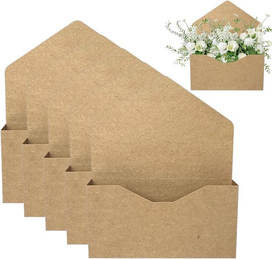 Gelber, Faltbarer Papier-verpackungsbeutel Im Briefumschlagstil, 22 X 4 X 28 Cm, Für Blumensträuße