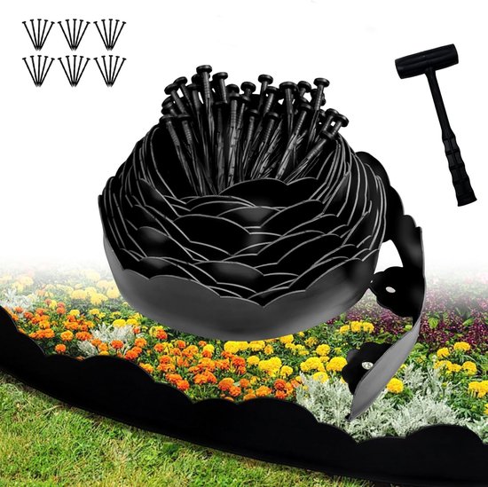 Gewellter, Flexibler Gartenzaun, 10 Meter Lang Und 7 Zentimeter Hoch, Inklusive 30 Pfosten Und 1 Hammer, Kunststoff-außenzaun.