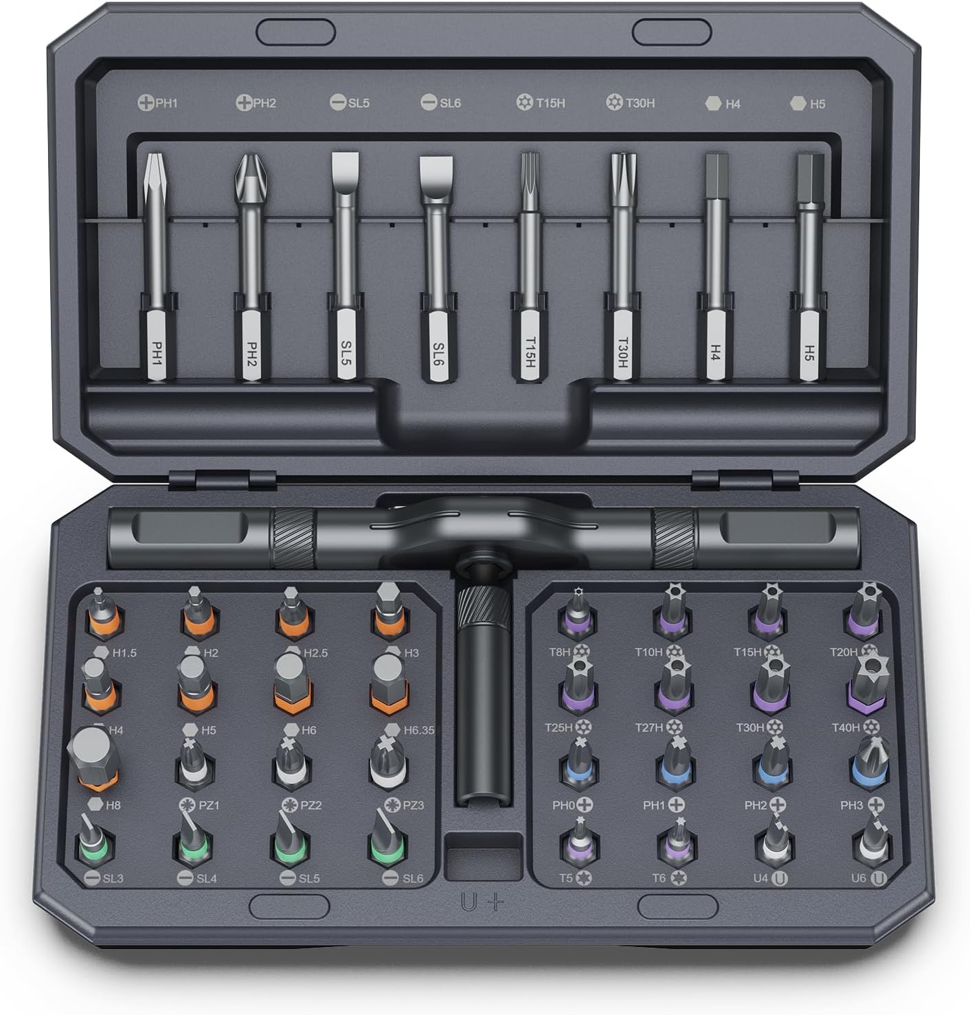 42-in-1 Magnetschraubendreher-set, Diy-ratschenschraubendreher-set, Multi-bit-magnetantrieb-set Mit Abnehmbarem Griff, Tragbares Kompakt-werkzeugset, Grau.
