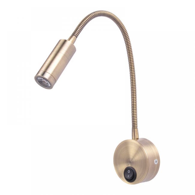Leselampe, Led-nachttischlampe, Mit Fassung, 3w Warmweißes Licht, Mit Schalter, Bronzefarben.