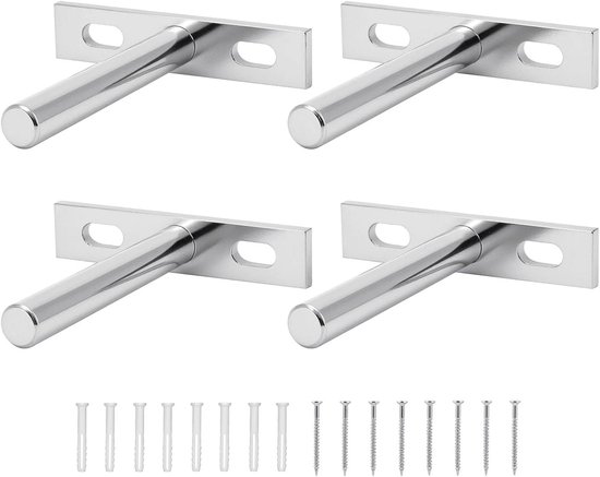 Verdecktes Regalhalterungsset (4-teilig), 75 Mm, Schwebende Regalhalterungen, Kombinierbar Und Praktisch, Inkl. Schrauben Und Dübel, Für Schränke Und Möbel