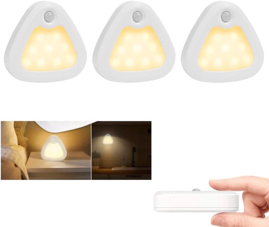3er-pack Kabellose Magnetische Dreieckige Led-schrankleuchten Mit Bewegungssensor (warmweiß 3200k)