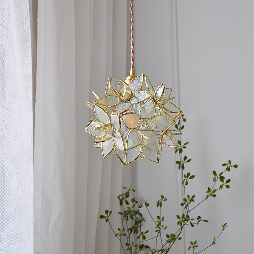 Glasblumen-pendelleuchte, Blütenförmige Lampe, Moderne Pendelleuchte, 20 Cm, Mini-pendelleuchte Für Kücheninsel – Klarer, Strukturierter Glasschirm