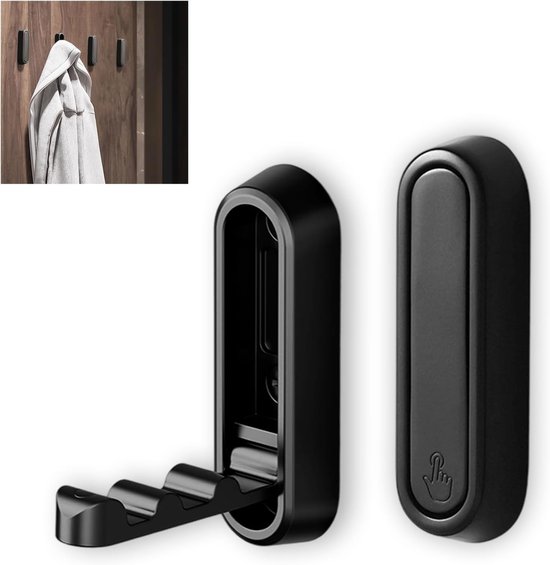 Zwei Klappbare Wandhaken, 90-grad-klapphaken, Verdeckte Kleiderhaken, Geeignet Für Büros, Küchen, Schlafzimmer Und Badezimmer, Silberfarben.