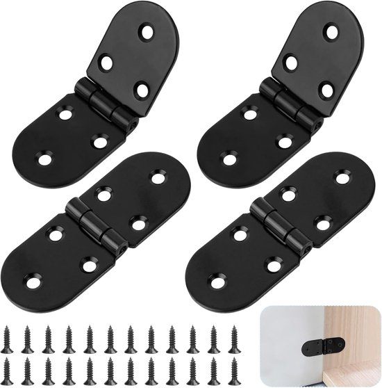 4er-pack Edelstahl-klappscharniere (8,1 X 3,1 Cm), 180° Klappbare Rundscharniere Für Industrielle Klapptische, Schränke, Möbel, Nähmaschinen