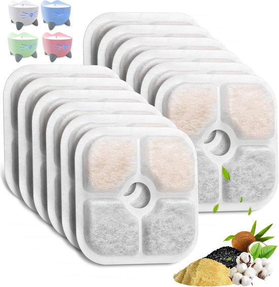 Wasserbrunnen-filterkartuschen, 12er-pack, Quadratisch, 8,4 X 8,4 Cm