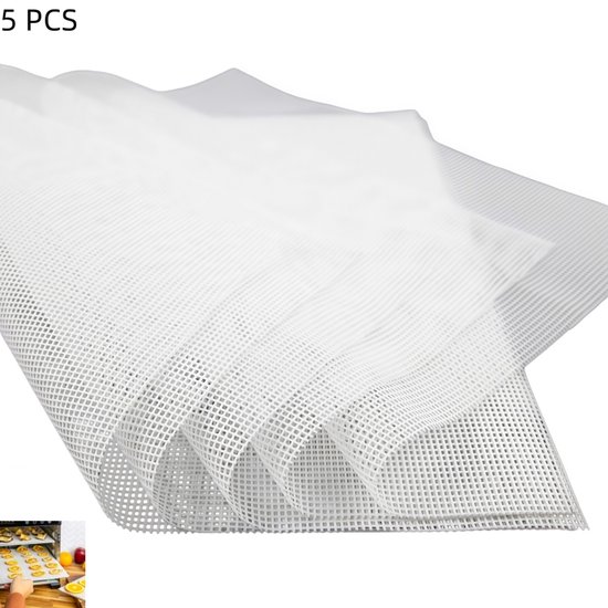 5er-pack Weiße, Quadratische Silikon-dörrmatten, Antihaftbeschichtet, Wiederverwendbar, 35 X 35 Cm, Für Fleisch, Obst Und Kräuter