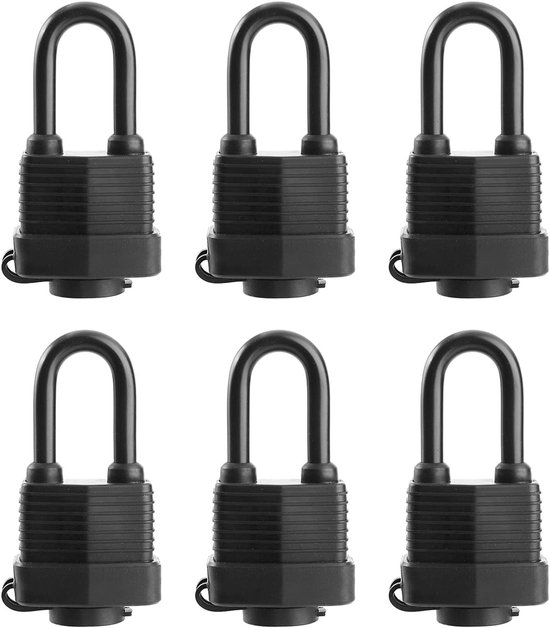Vorhängeschloss Mit Schlüssel – Wasserdichtes Vorhängeschloss – Inklusive Außenschlüssel – Robustes Schlossgehäuse Aus Laminiertem Stahl – 4,8 Cm Breit – Langes Vorhängeschloss – 6er-pack