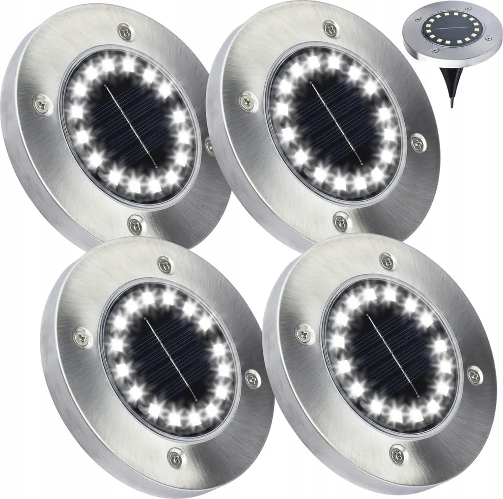 4 Led-solar-bodeneinbauleuchten, Einbauleuchten, Solar-bodenleuchten, Kaltweißes Licht