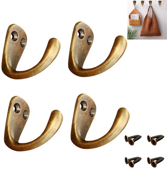Wandhaken – Messing – Klassisches Vintage-messing – 4-teiliges Set