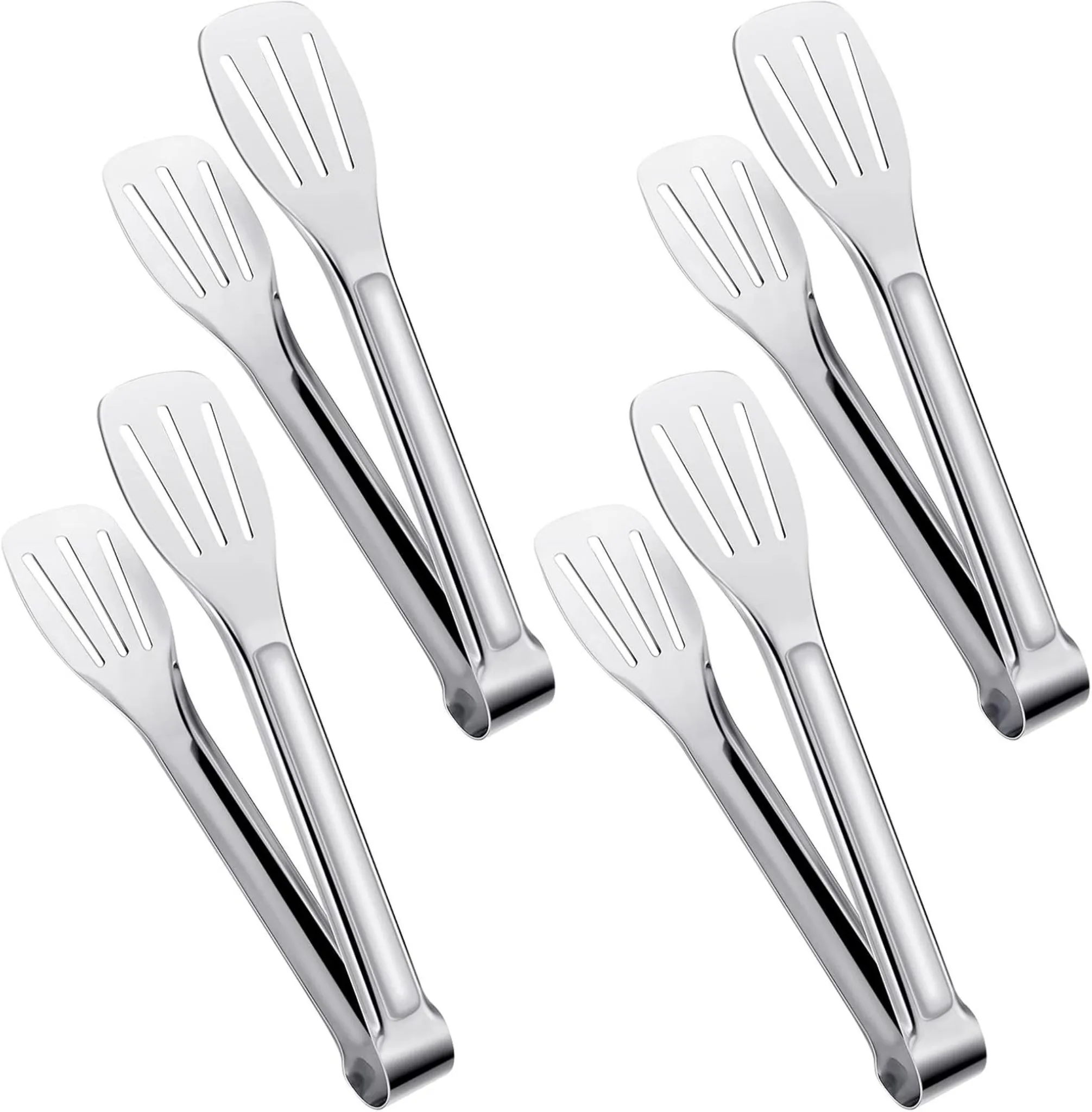 Vierteiliges Küchenzangen-set Aus Edelstahl, 18 Cm Lange Gebäckzange, Rutschfest, Zum Grillen, Für Salate Und Familienfeiern
