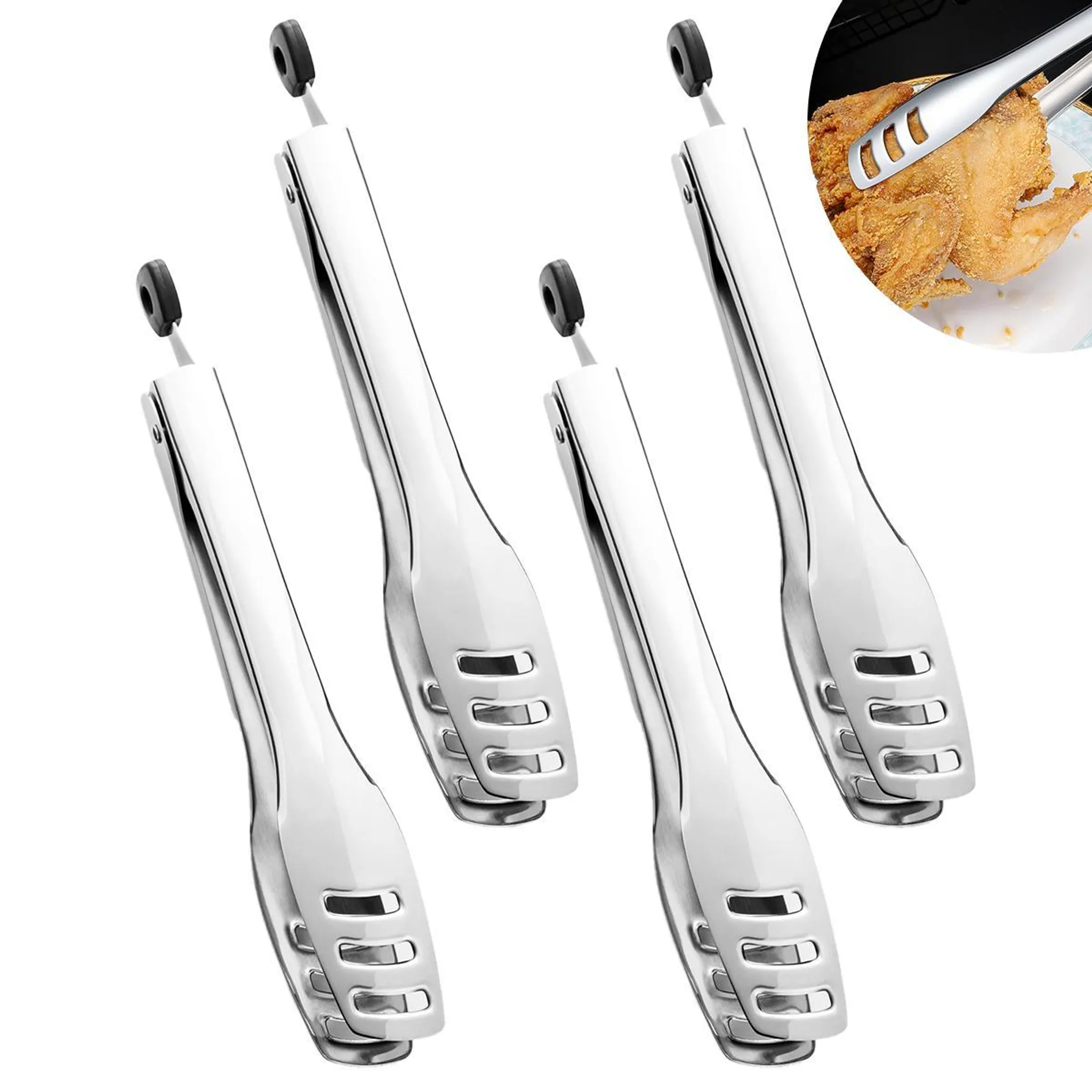 4-teiliges Speisezangen-set, 27 Cm Lang, Aus Edelstahl 304, Ideal Für Buffets, Hochzeiten, Partys, Salate, Kuchen, Brot, Grillfeste Und Andere Anlässe.