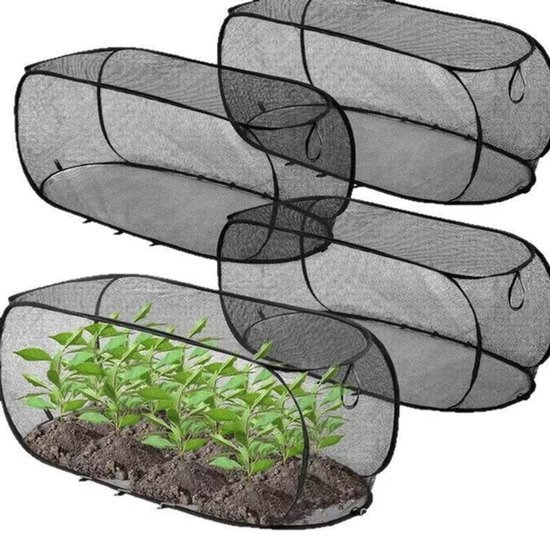 4 Pflanznetze, 90 × 40 × 35 Cm, Faltbar, Für Den Außenbereich, Schützen Anzuchtbeete Und Blumenbeete, Geeignet Für Setzlinge, Gemüse Und Obst, Schwarz